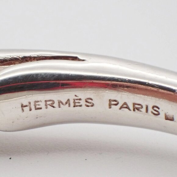 HERMES Logo Cheval Double Horse Head Bangle Bracelet Silver Accessory - Picture 11 of 16